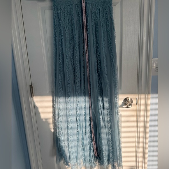 MAC DUGGAL | V Neck Puff Sleeve Ruffle Tiered A Line Gown - Picture 7 of 14